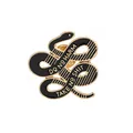 Snake enamel brooch with Do No Harm Take No Shit text in gold and black finish - Snake Design (C1704GO) / Gold
