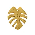 Golden monstera leaf napkin ring with a polished metallic finish for elegant tablescapes - Gold
