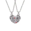 Polished stainless steel couple necklaces featuring matching heart-shaped puzzle pendants - Style A2927