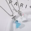 BFF Halsketten-Set mit blau-weißen Hasen-Anhängern aus Harz und Best Friends Anhängern - Blau-weißer Hasenstil (A2893-1)