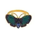 Servilletero de mariposa dorada con esmalte azul-verde y pedrería en forma de gota de agua - Mariposa Azul (Z1216-BLU)
