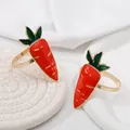 Golden napkin rings with red and green carrot enamel motifs for Easter table decor - Golden Carrot / Gold