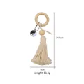 Rond de serviette bohème en perles de bois avec pompon coton et pendentif Tai Chi - Z1203(Z1203)