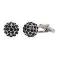 Elegant silver cufflinks featuring round sphere design with pavé set black crystals - Black Pave Sphere (B1419-BL)