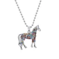 Collana cavallo per bambini con strass colorati e catena a sfere in argento lucido - Stile Cavallo che Corre (A2907-2)
