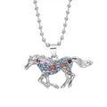 Collana da bambino a forma di cavallo con strass colorati su catena a sfere di metallo - Stile Cavallo al Galoppo (A2907-3)
