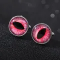 Boutons de manchette pour hommes avec motif œil du diable violet et dôme en verre - Style Dégradé Rose-Violet(B1383-3)