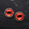 Boutons de manchette argentés avec œil de dragon rouge pour chemise homme - Style Œil Rouge(B1383-4)