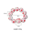 Detailed dimensions of wood bead napkin ring with heart prints and jute tassels - Z1225