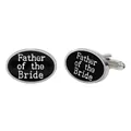 Gemelos de plata Father of the Bride con esmalte negro ovalado para bodas - Estilo Padre de la Novia (B1408)