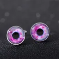 Gemelli Occhio del Diavolo con occhio di vetro viola e blu e base in metallo - B1385-2 / Lega