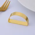Polished gold semi-circle napkin ring with D-shaped design for hotel table setting - Z1123