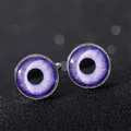 Gemelli da polso occhio del diavolo in argento per uomo con cabochon in vetro viola - Stile Occhio Viola Puro(B1385-3)