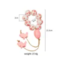 Dettaglio portatovagliolo in perline di legno con ciondoli a forma di coniglio rosa - Labbra Coniglio (Z1227) / Rosa