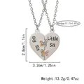 Ensemble de colliers cœur papillon Big Sis et Little Sis avec dimensions du produit - Style Soeur Puzzle Coeur Argent (A2877)