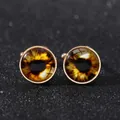 Eleganti gemelli Devil's Eye color oro con inserti in vetro cabochon ambra - Stile Occhio Ambra(B1386-4)