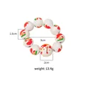 Evil eye wooden bead napkin ring with white beads featuring autumn mushroom prints - Autumn Mushroom Strawberry Pattern (Z1222)