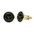 Elegante Herren-Manschettenknöpfe im Uhrendesign, Gold und Schwarz für Hemden - Antikbronze (B1433-BR)