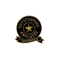Golden Outstanding Employee enamel pin with star and September ribbon on white background - September