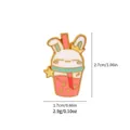 Cute bunny milk tea enamel pin in pink and mint green with dimensions shown - Pink Rabbit Style (C2244)
