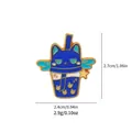 Cat bubble tea enamel pin in dark blue alloy with dimensions 2.7cm height and 2.4cm width - Blue Cat Style (C2245)