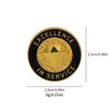 Round Employee of the Month badge in gold and black with Excellence in Service text - Excellence In Service Style (C2223)