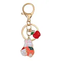 Cute bunny and persimmon keychain in gold finish with lucky Chinese character detail - Good Luck Persimmon Style (D1355)