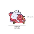 Cartoon white bunny enamel pin on red base with 3.1cm width and 2.7cm height specs - Sleeping White Rabbit Style (C2226)