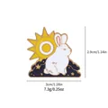 Cartoon white rabbit enamel pin with yellow sun and blue clouds, 3cm width variant - Sun White Rabbit Style (C2227)
