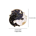 Cute Yin Yang rabbit enamel pin with crescent moon and stars, 3.1cm diameter - Tai Chi Dual Rabbit Style (C2228)