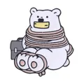 Spilla creativa in smalto con orso polare, valigetta e tema stress da ufficio - Stile Orso Polare Legato (C1957-1)