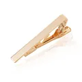 Detailed side view of polished gold tie clip with a mirror finish and spring clamp - Flat Top / Gold (T1054-GO)