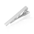 Close-up of polished silver tie clip featuring a sleek mirror finish and spring clamp - Flat Top / Silver (T1054-SI)
