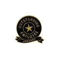 Golden Outstanding Employee award pin with black enamel and January ribbon design - January