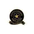 Outstanding Employee pin in black enamel with gold December lettering and star - April