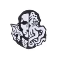 Spilla smaltata bianca e nera con volto artistico e tentacoli stile Cthulhu - Stile Viso a Tentacoli Astratto (C1957-4)