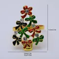 Goldener Weihnachtsbaum-Serviettenring mit Emaille-Schleifen und Kristalldetails - Bunte Schleife Weihnachtsbaum (Z1286) / Gold