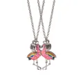 Collane BFF a fenicottero per migliori amiche con smalto rosa e glitter arcobaleno - Fenicottero con Ali Arcobaleno (A2959)
