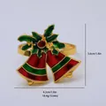 Goldener Weihnachts Serviettenring mit roter Glocke und Stechpalme, 4.2cm x 3.6cm - Rot-Grüne Glocke Stechpalmenblatt (Z1287) / Gold