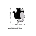 Cartoon black and white hugging cats enamel brooch pin with size and weight markers - Hugging Black and White Cats Style (C2269)
