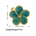 Portatovagliolo a cinque petali con smalto blu e placcatura in oro, 4,4 cm - Verde petrolio
