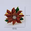 Weihnachtlicher Serviettenring mit rotem Emaille-Weihnachtsstern und weißen Kristallen - Roter Weihnachtsstern Blume (Z1288) / Gold