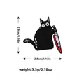 Black cat enamel brooch with dagger design in zinc alloy for clothing accessories - Black Cat with Knife Style (C2272)