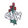 Spilla smaltata cuore anatomico creativo con tulipani rossi e contorni neri definiti - Stile Tulipano di Cuore (C1957-11)