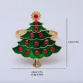 Christmas tree napkin ring with green enamel and red rhinestones on golden base - Gold Red Rhinestone Christmas Tree (Z1289-GO)