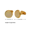 Gouden ronde kristallen manchetknopen met beige steeninleg voor herenpakken - Wit