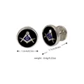 Silberne Freimaurer-Manschettenknöpfe mit schwarzer Emaille und G-Symbol-Logo-Detail - Klein / Silber