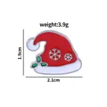 Red enamel Christmas hat brooch with silver snowflakes and green holly leaf details - Christmas Hat Style (C2115-1)