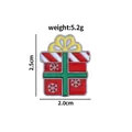 Christmas gift box enamel brooch with green ribbon and white snowflake pattern, 5.2g - Red Gift Box Style (C2115-2)