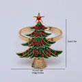 Golden Christmas tree napkin ring with green enamel and red rhinestones for table decor - Gold Exquisite Christmas Tree (Z1290-GO)